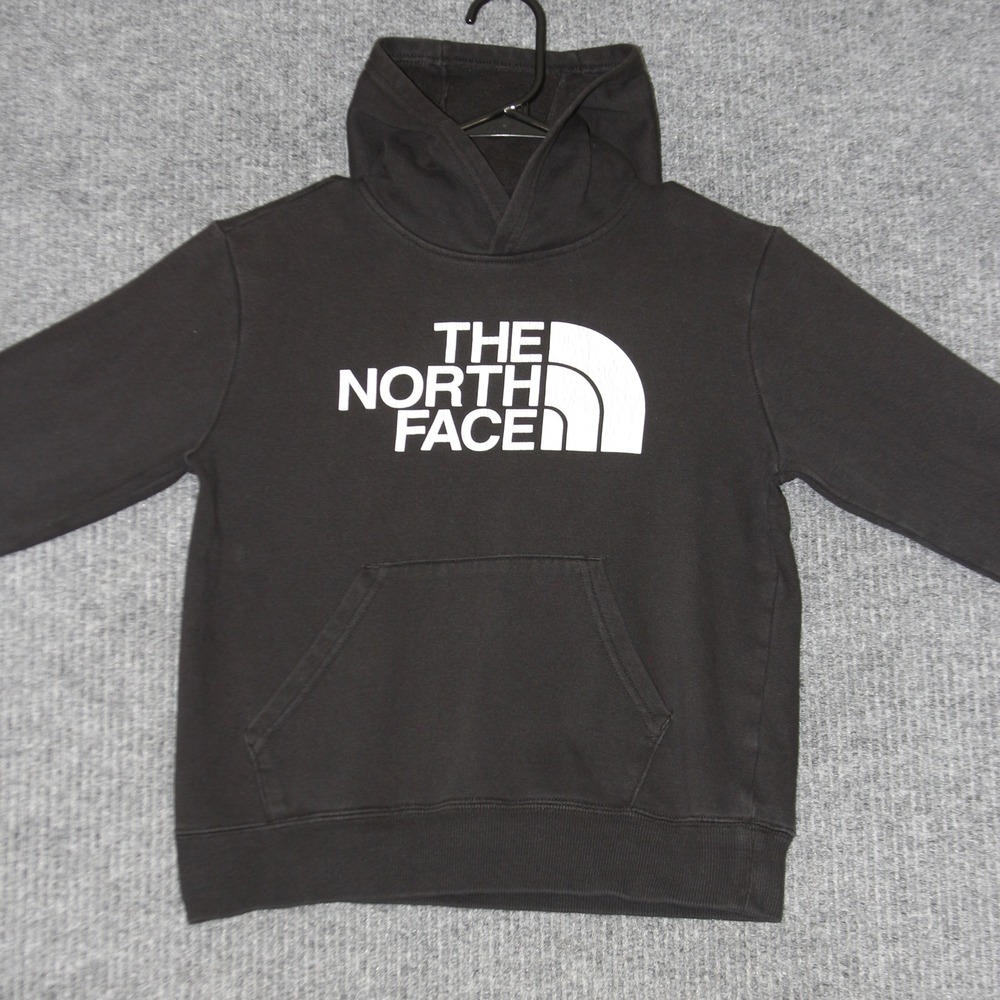 The North Face Hoodie Youth M Black Logo Pullover Fleece Warm Casual Activewear